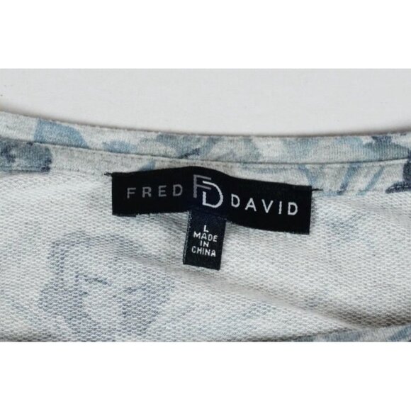 Fred David Woman's Large Soft Floral Long Sleeve Top with Twist Detail High Low - Picture 4 of 6